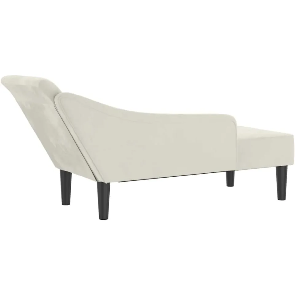 vidaXL Chaise longue met kussens fluweel crèmekleurig, foto 4