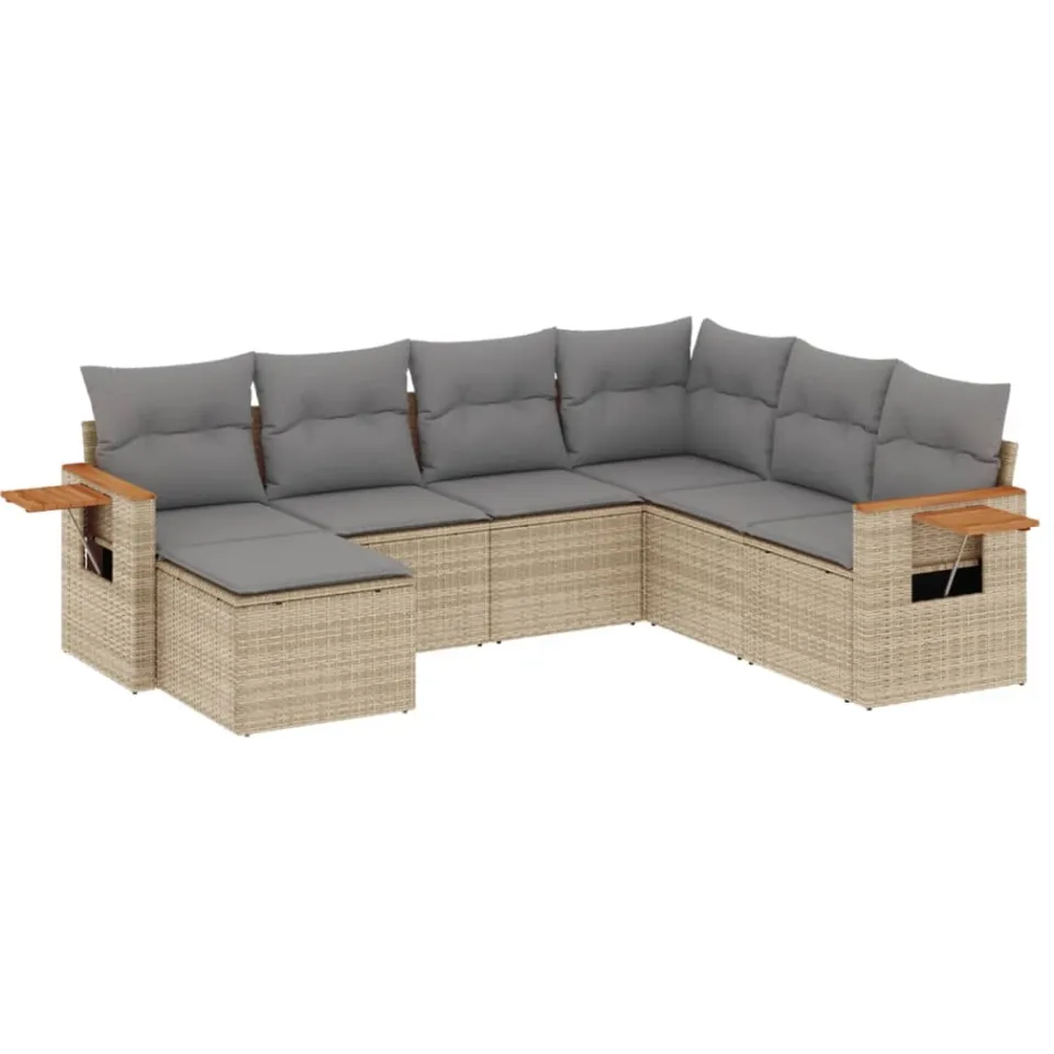 vidaXL Patio Sofa Set 7-zits Beige and Grey, foto 3