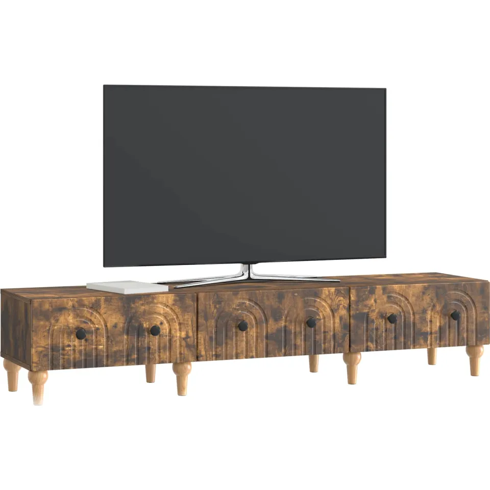 vidaXL TV-kast met lade Gerookt eiken 147 x 34,5 x 30 cm Bewerkt hout, foto 3