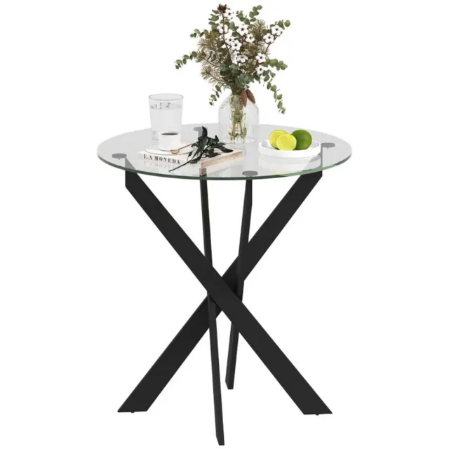 Zenzee Eetkamertafel - Eettafel - Tafel - Glazen tafel - Keukentafel - 4 personen zwart & transparant