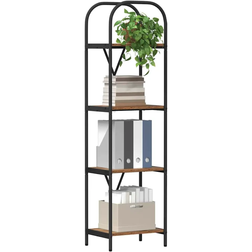vidaXL Boekenkast 4-laags 40 x 30 x 146 cm Bewerkt hout Oudhout bruin, foto 3