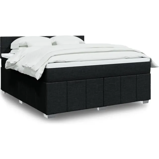 vidaXL Boxspring met matras stof zwart 180x200 cm