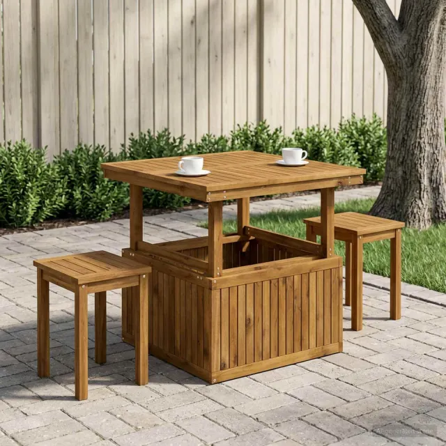 vidaXL Tuinfoto Tafel Massief Acaciahout Hoogte Verstelbaar LAREN bruin, foto 2