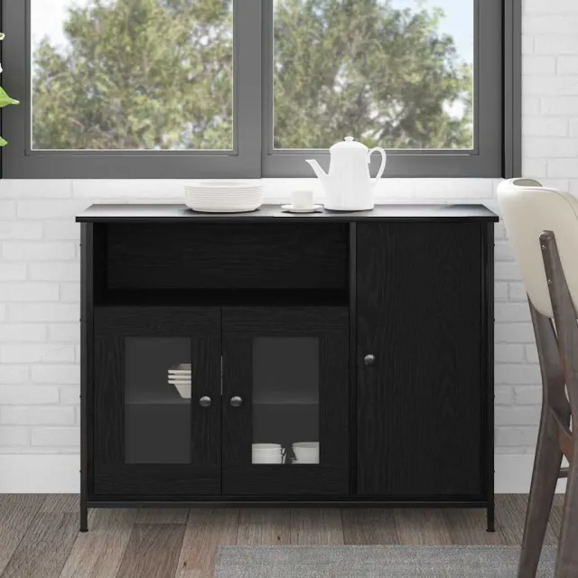 vidaXL Dressoir Zwart Eiken 100 x 35 x 75 cm, foto 2