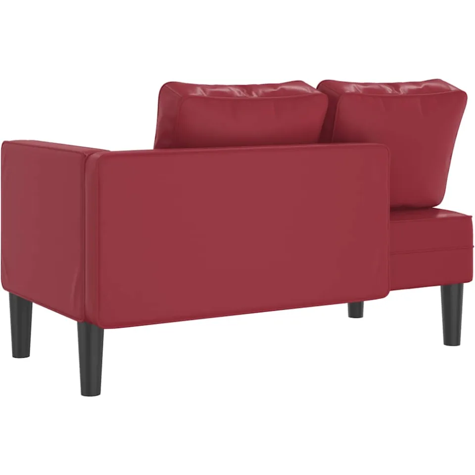 vidaXL Chaise longue met kussens kunstleer wijnrood, foto 4