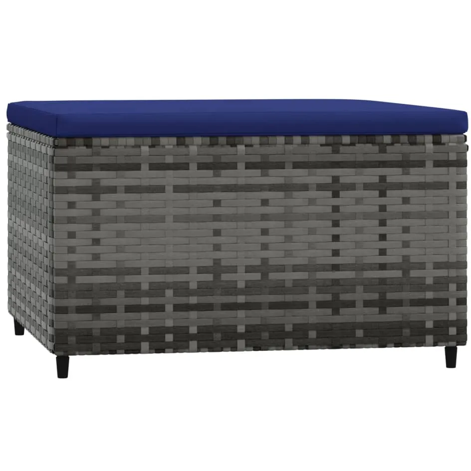 vidaXL Voetensteun met kussen poly rattan grijs