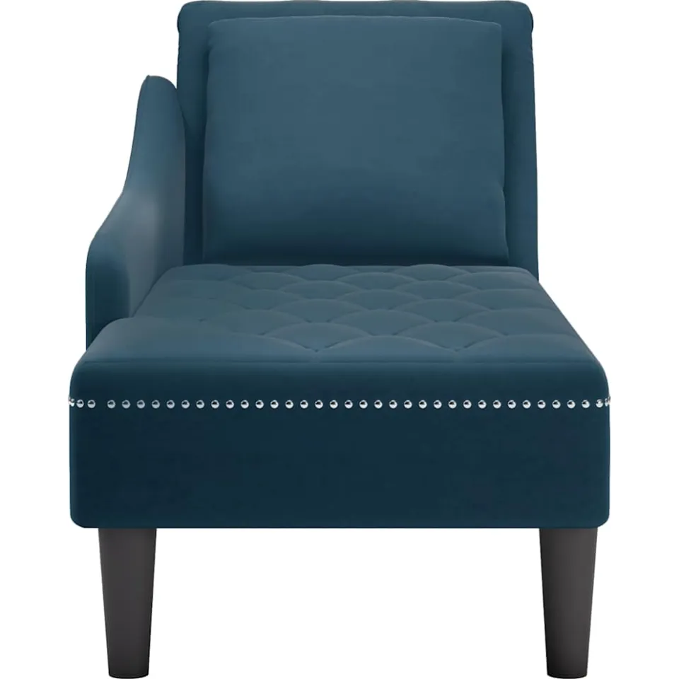 vidaXL Chaise longue met kussen en rechterarmleuning fluweel blauw