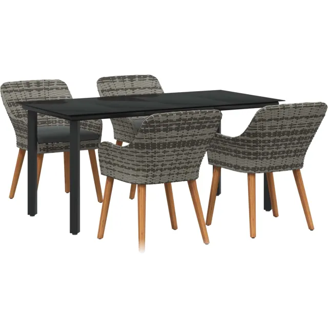 vidaXL Tuin eettafelset 5 st Grijs poly rattan