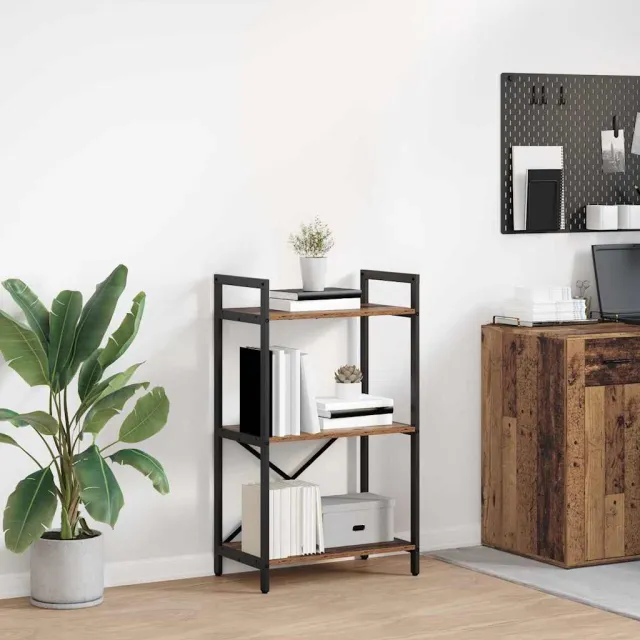 vidaXL Boekenkast 3-laags 56 x 34 x 96 cm Bewerkt hout Oud Hout bruin, foto 2