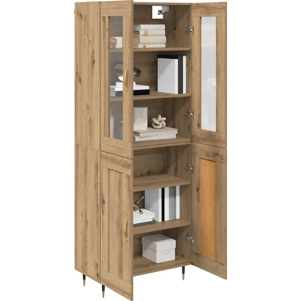 vidaXL Hoge kast 2 st Artisan Eiken 69,5 x 34 x 180 cm Bewerkt hout Bruin