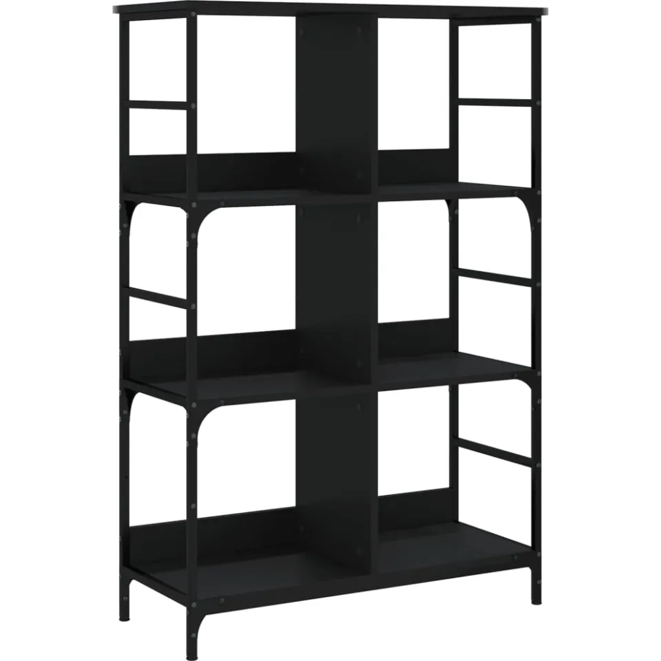 vidaXL Boekenrek 78,5x33x117,5 cm bewerkt hout zwart, foto 4