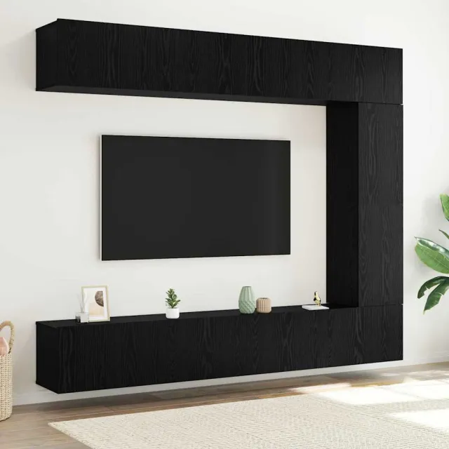 vidaXL Tv-meubelset 5 st 100 x 30 x 30 cm Zwart Eiken
