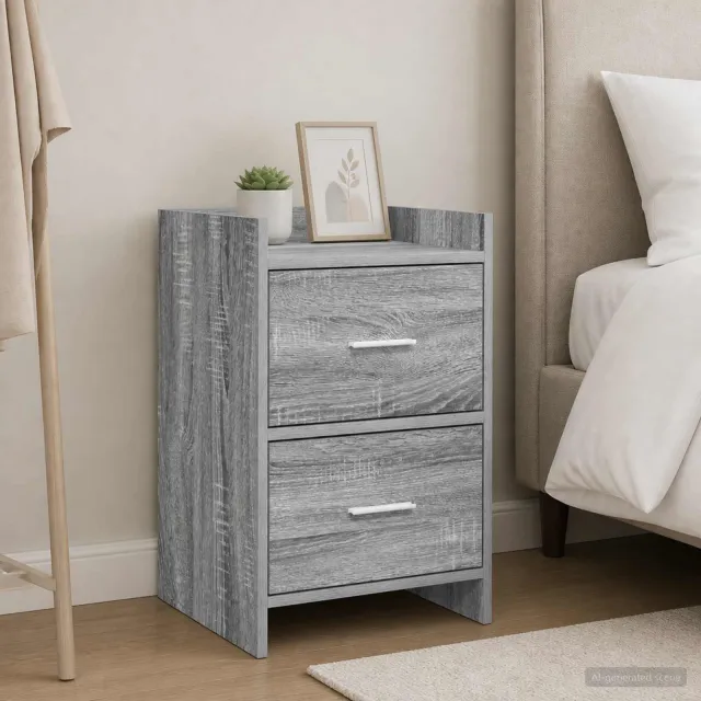 vidaXL Nachtkastjes Grijs Sonoma 40 x 30 x 60 cm Bewerkt hout, foto 2