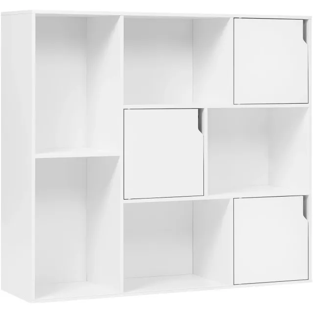Happiq Staande boekenkast - Voor kantoor of woonkamer - 8 open compartimenten - Wit