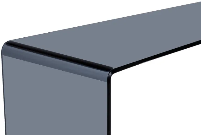 Vente-unique Consoletafel van gebogen gehard gerookt glas - Zwart - ALONZO