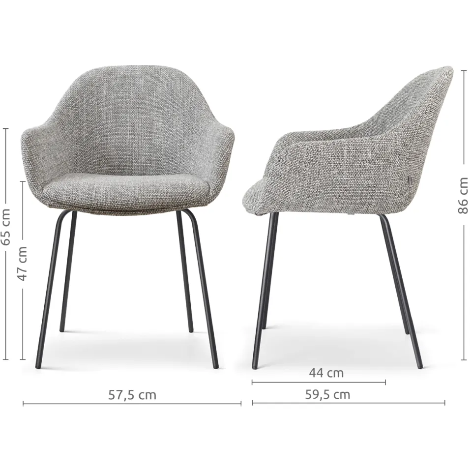 Nolon Nora-Mae eetkamerstoel grijs blend - zwart onderstel, foto 2