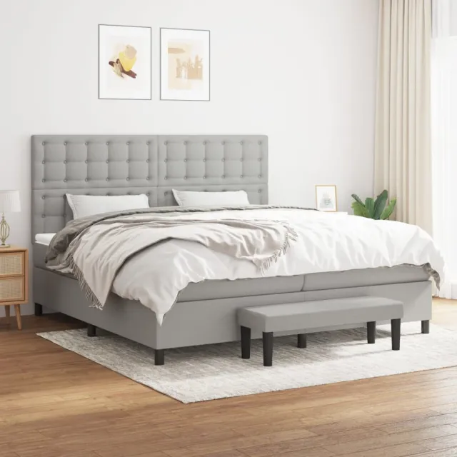 vidaXL Boxspring met matras stof lichtgrijs 200x200 cm grijs