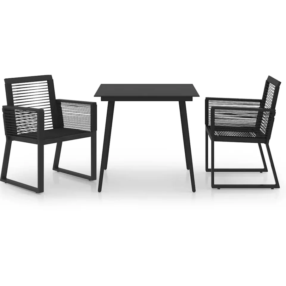 vidaXL 3-delige Tuinset PVC-rattan zwart