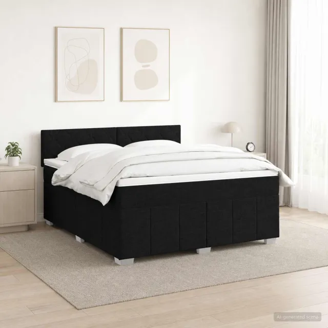 vidaXL Boxspringbed met matras met hoofdeinde Zwart 140 x 200 cm Stof