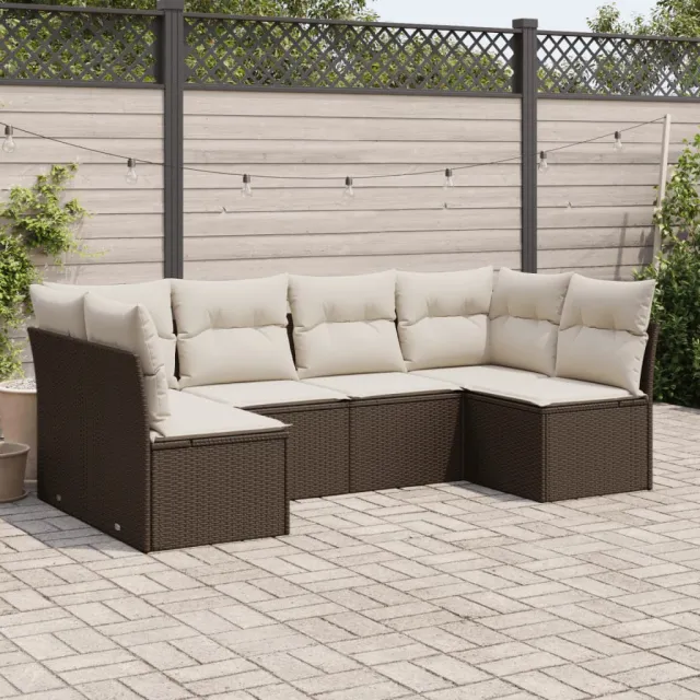 vidaXL 6-delige Loungeset met kussens poly rattan bruin, foto 2