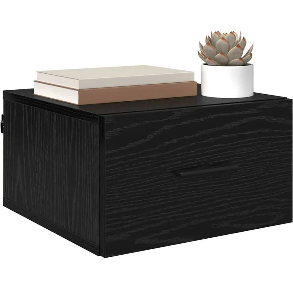vidaXL Nachtkastje 2 st Zwart eiken 35 x 35 x 20 cm Bewerkt hout, foto 3