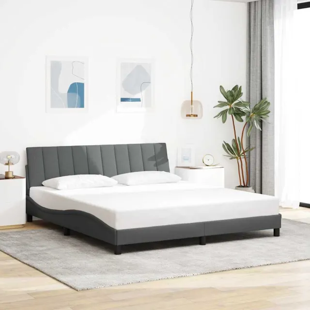 vidaXL Bedframe zonder matras "Hanko" stof donkergrijs 180x200 cm grijs