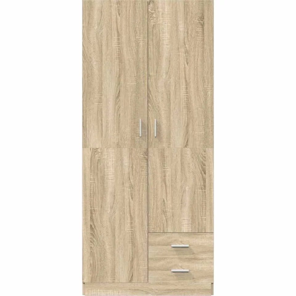vidaXL Kledingkast 80x52x180 cm bewerkt hout sonoma eikenkleurig Bruin