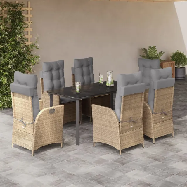 vidaXL 7-delige Tuinset met kussens poly rattan beige, foto 2