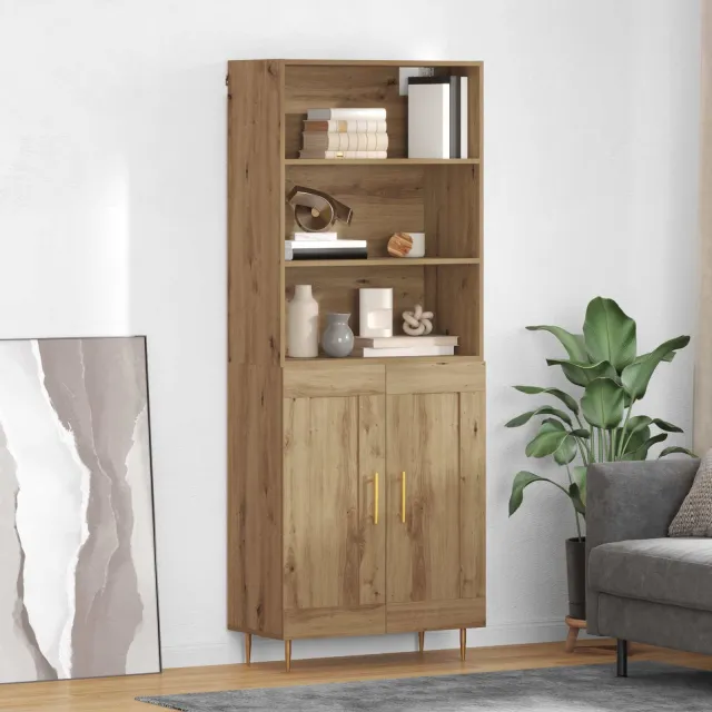 vidaXL Hoge kast Artisan Eiken 69,5 x 34 x 180 cm Bewerkt hout, foto 2