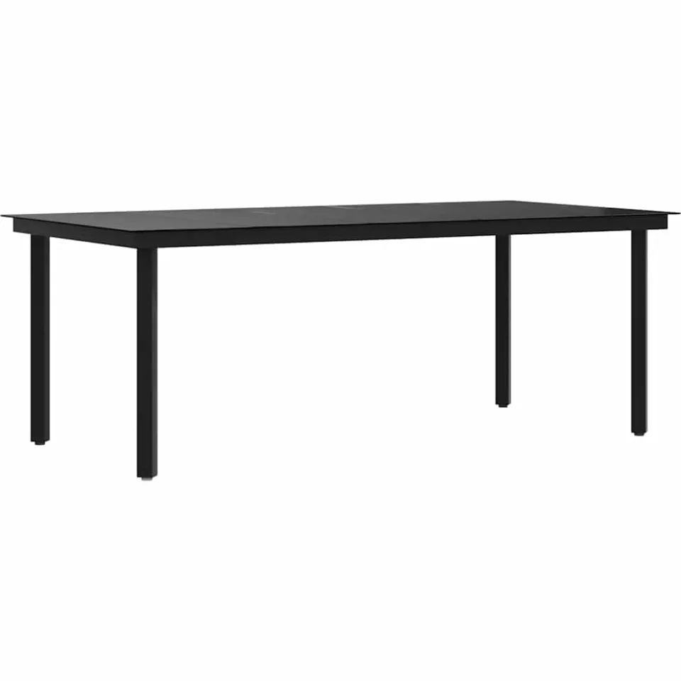 vidaXL Tuintafel 200x100x74 cm staal en glas zwart