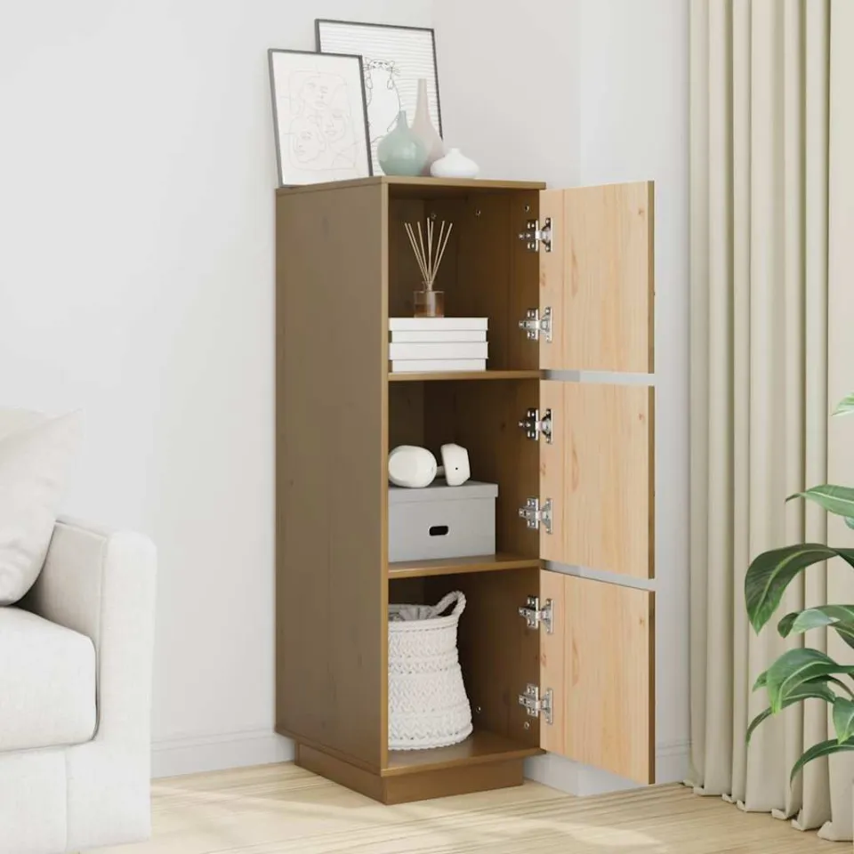 vidaXL Hoge kast 34x40x108,5 cm massief grenenhout honingbruin bruin, foto 3