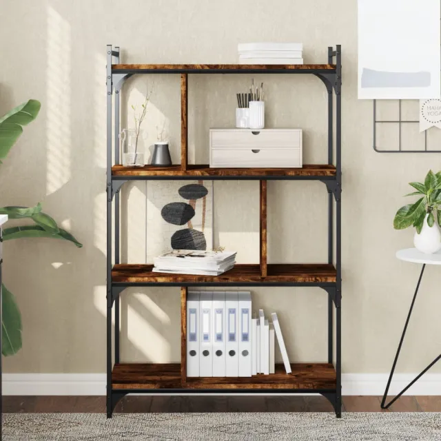 vidaXL Boekenkast 4-laags 76x32x123 cm bewerkt hout gerookt eikenkleur Bruin