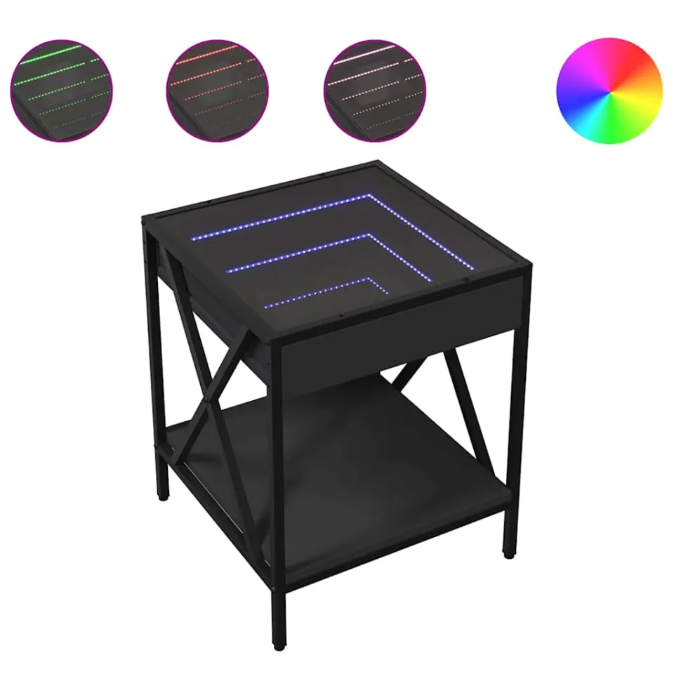 vidaXL Nachtkastje met Infinity LED 40x40x49 cm zwart, foto 4