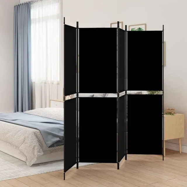 vidaXL Kamerscherm met 4 panelen 200x180 cm stof zwart