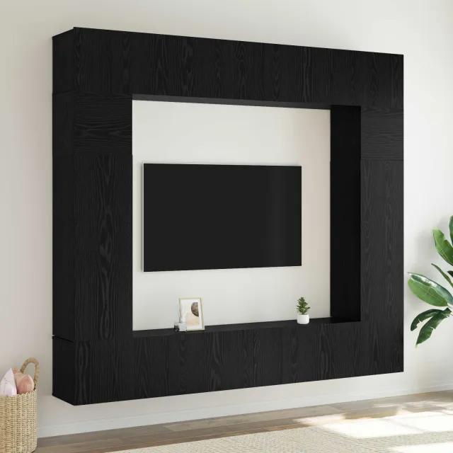 vidaXL Tv-meubelset 8 st 100 x 30 x 30 cm Zwart Eiken