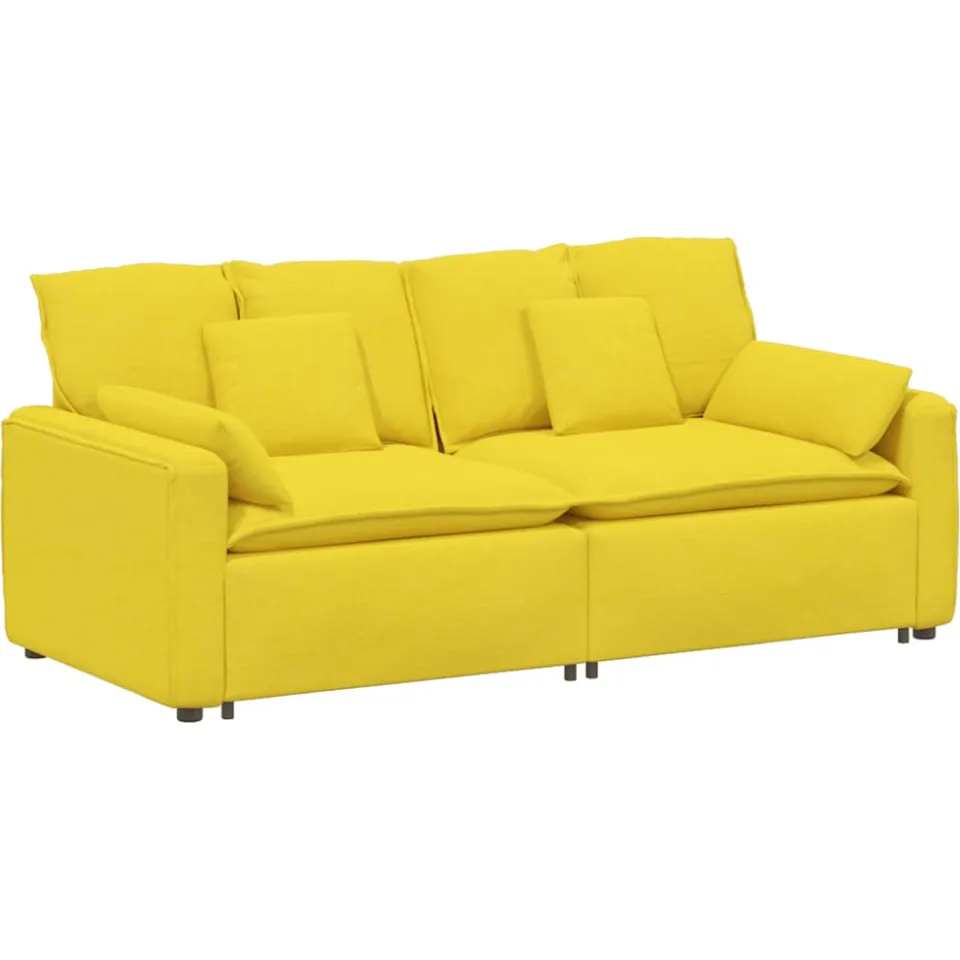 vidaXL Modulaire bank met kussens lichtgeel geel, foto 3
