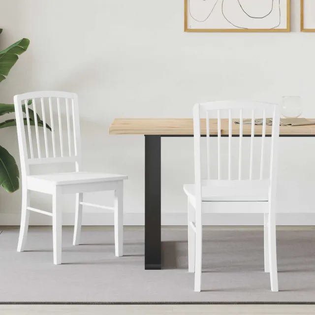 vidaXL Eettafelstoelen 2 st Massief Rubberhout Wit 50 x 52,5 x 91 cm