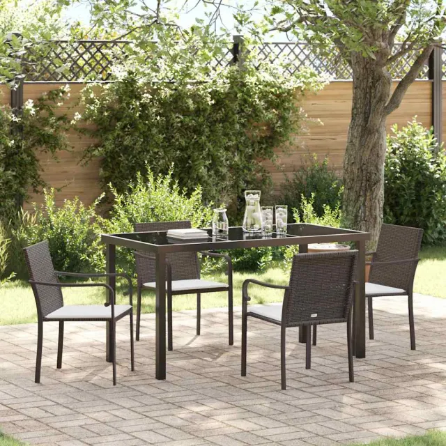 vidaXL Tuin eettafelset 5 st Bruin en zwart PE Rattan