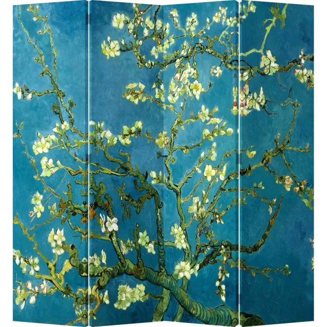 Fine Asianliving Kamerscherm Scheidingswand B160xH180cm 4 Panelen Van Gogh Amandelbloesem Blauw, Multicolour