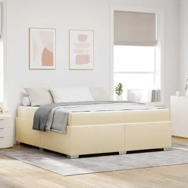 vidaXL Bedframe met matras Crème 180 x 200 cm Stof