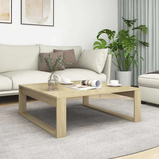 vidaXL Salontafel 100x100x35 cm bewerkt hout sonoma eikenkleurig, foto 2