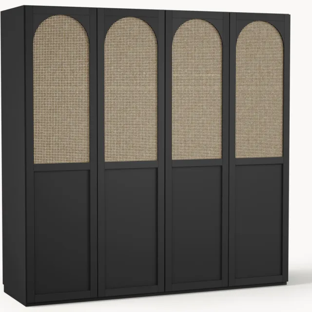 Westwing Collection Modulaire draaideurkast Jeanne, 200 cm breed, in verschillende formaten Zwart
