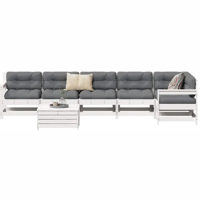vidaXL 7-delige Loungeset massief grenenhout wit, foto 2
