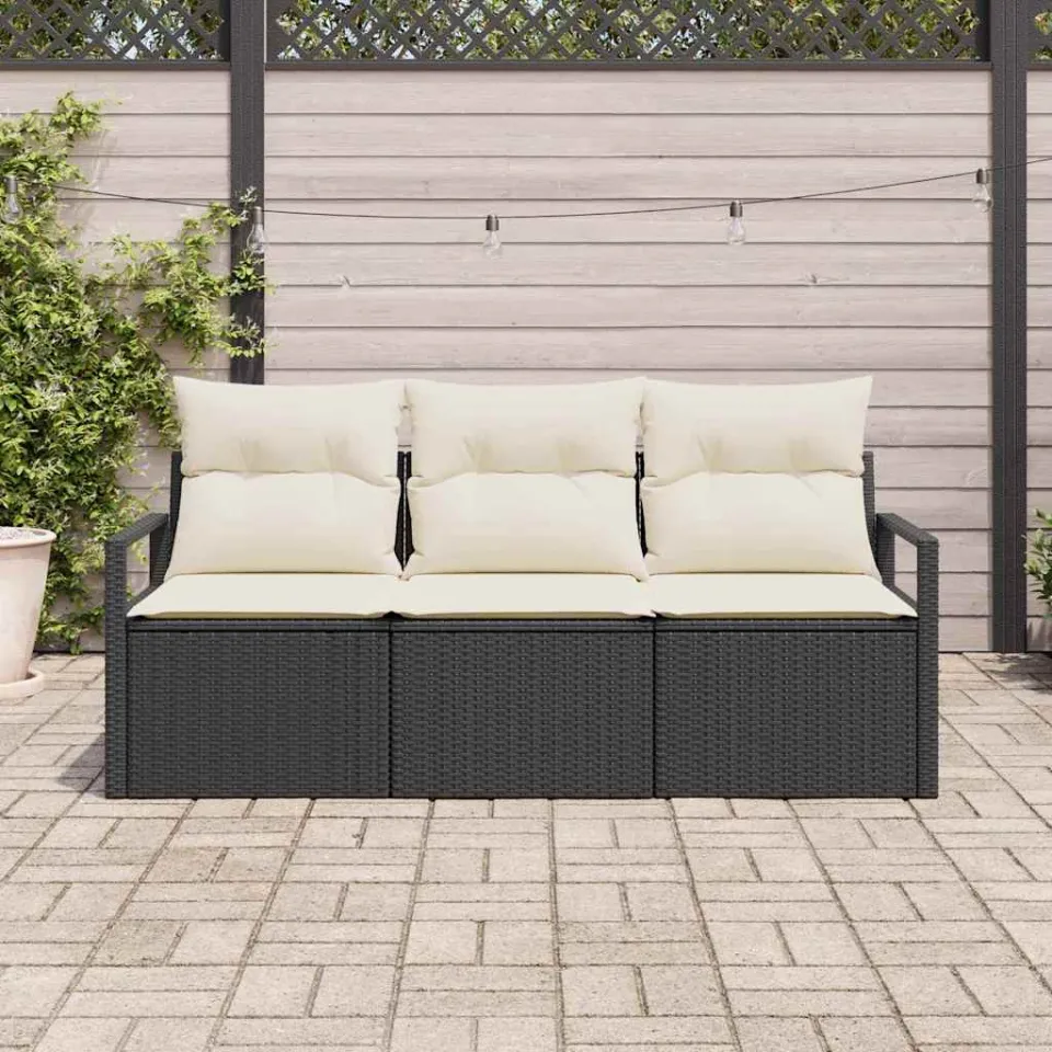 vidaXL Bankstel 3 st Zwart poly rattan, foto 3