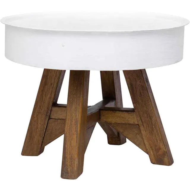 vidaXL Salontafel 60x45 cm massief gerecycled hout wit
