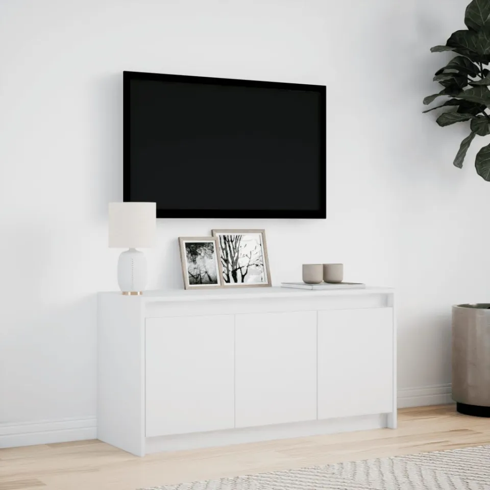 vidaXL Tv-meubel met LED 100x34x50 cm bewerkt hout wit, foto 2