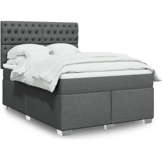 vidaXL Boxspring met matras stof donkergrijs 160x200 cm grijs