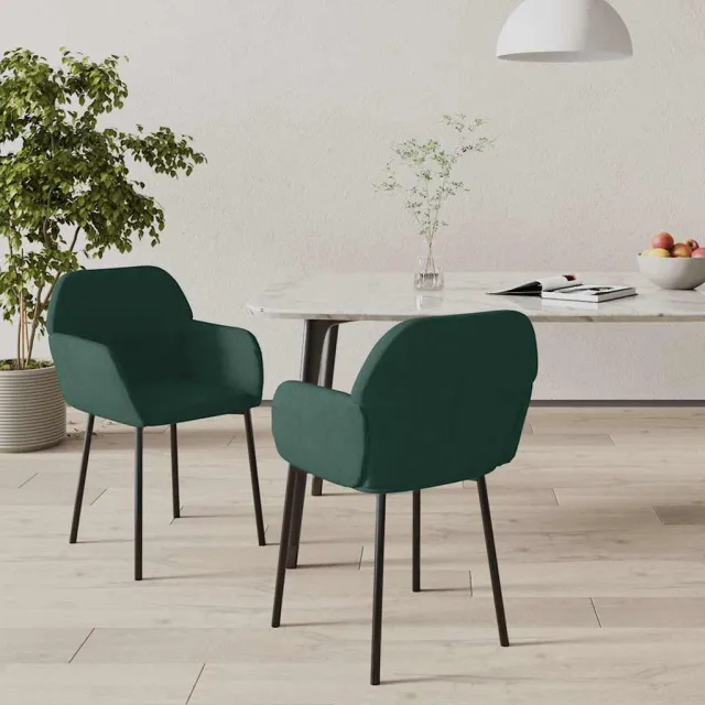 vidaXL Eetkamerstoelen 2 st fluweel donkergroen groen, foto 2
