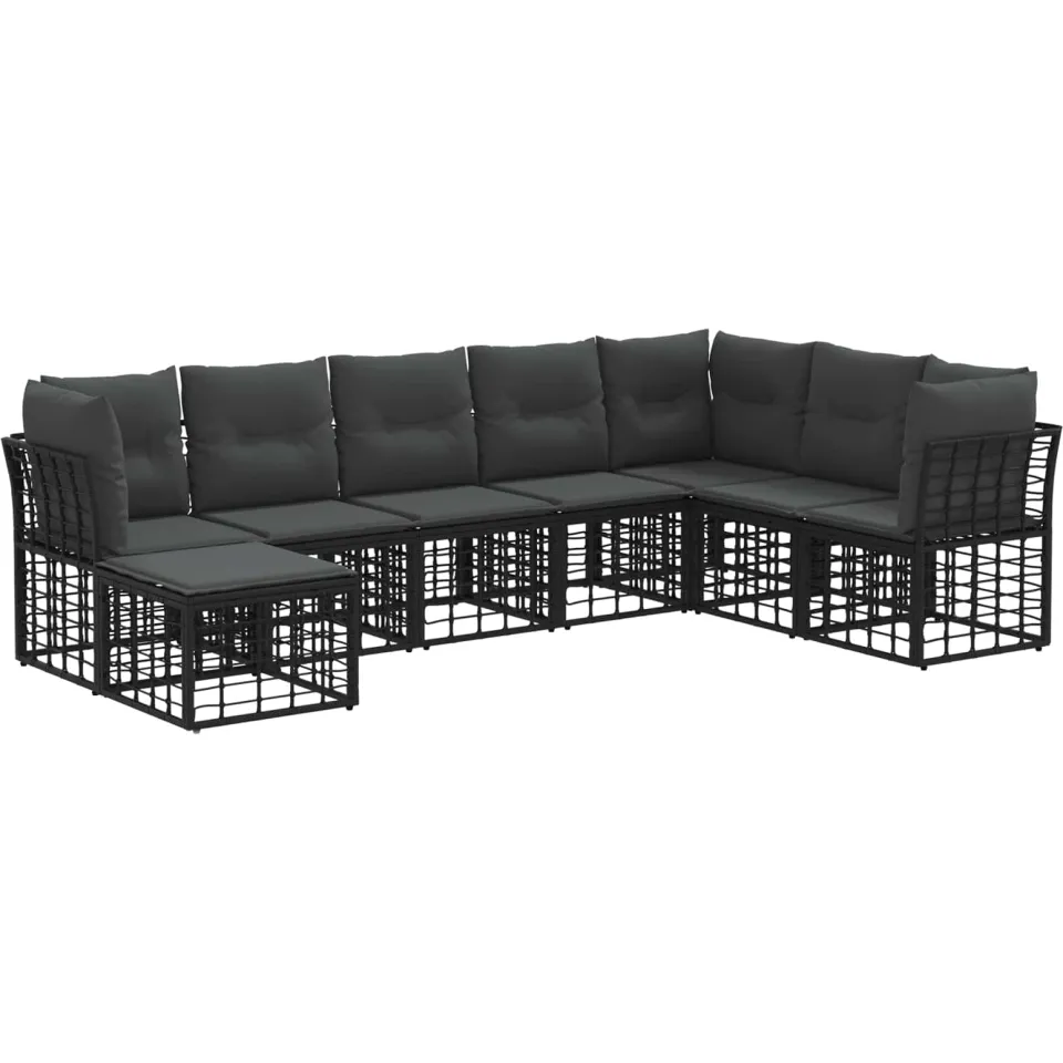 vidaXL Buiten bankenset 8-zits Zwart Polyester, foto 4