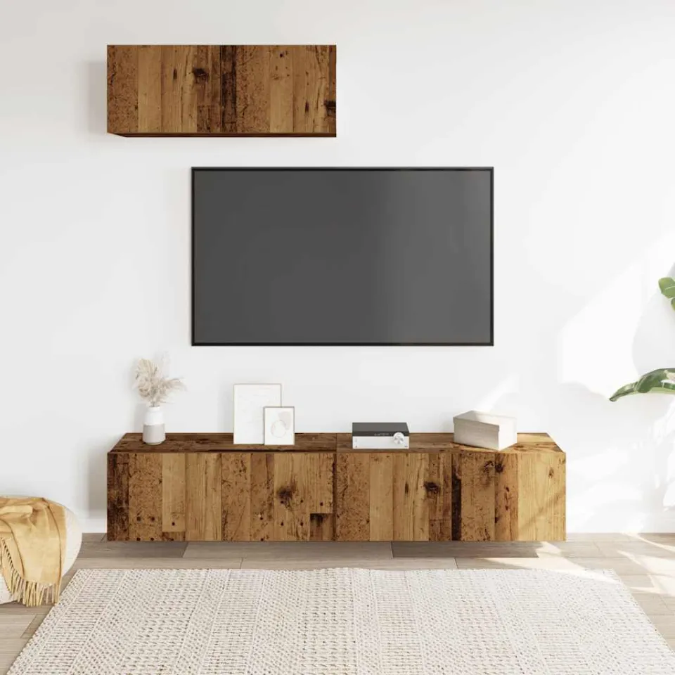 vidaXL 3-delig Tv-meubelset wandmontage bewerkt hout oud houtkleurig bruin, foto 2